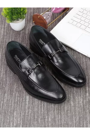 Teakwood Leathers Men Black Solid Leather Slip-On Formal Shoes