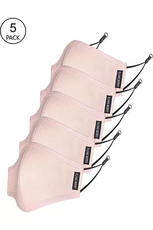 FLYING BERRY Pack Of 5 Pink Solid 3-Ply Reusable Anti Pollution Linen N95 Masks