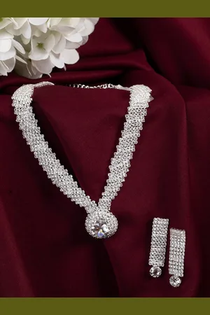 SOHI Silver-Plated White Stone-Studded Jewellery Set