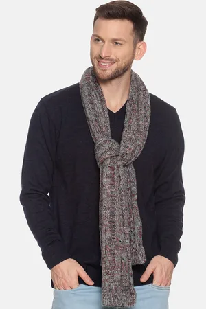 513 Clothing Men Grey & Red Self-Design Knitted Muffler