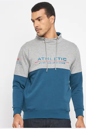Duke Men Grey & Blue Colourblocked Sweatshirt