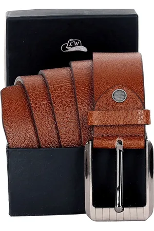 Leather World Men Tan Leather Formal Belt