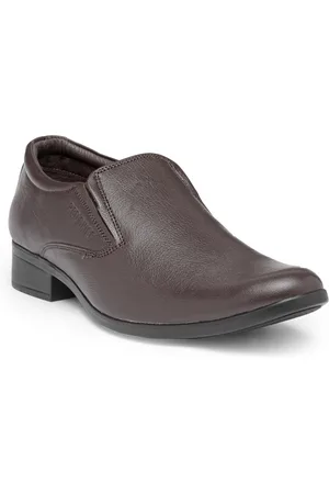 Red Chief Men Brown Leather Formal Slip-Ons