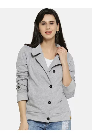 Campus Women Grey Solid Tailored Jacket