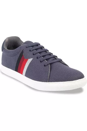Metro Men Grey Woven Design Sneakers