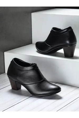 SHEZONE Black Solid Block Boots