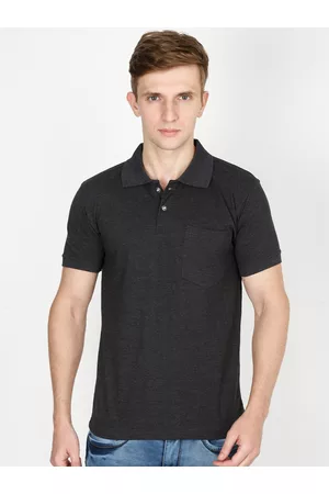 Fleximaa Men Charcoal Polo Collar T-shirt