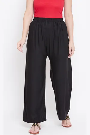 Castle Women Black Solid Straight Palazzos