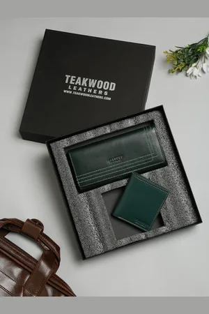 Teakwood Leathers Green Solid Accessory Gift Set
