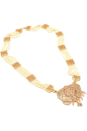 Jewar Mandi Gold-Toned & White Brass Gold-Plated Necklace