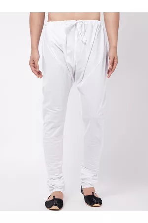 Vastramay Men White Solid Pure Cotton Relaxed-Fit Pyjama