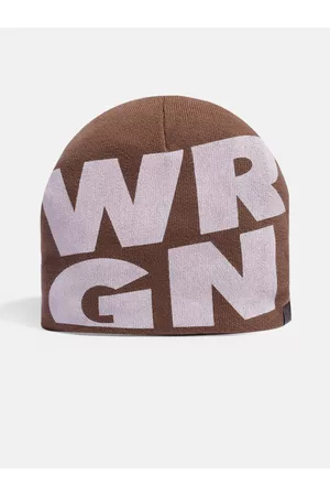 WROGN Unisex Brown & Off White Solid Acrylic Beanie Cap