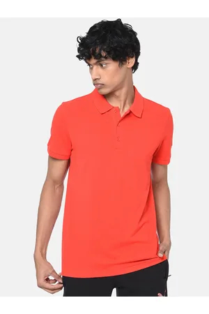 PUMA Men Red Solid Polo Collar T-shirt
