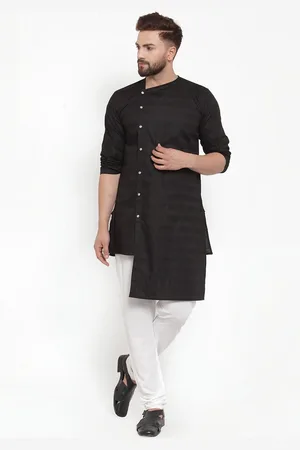 KLOTTHE Men Black Striped Kurta