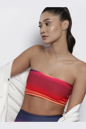 NA-KD Red & Orange Ombre Off-Shoulder Tube Crop Top