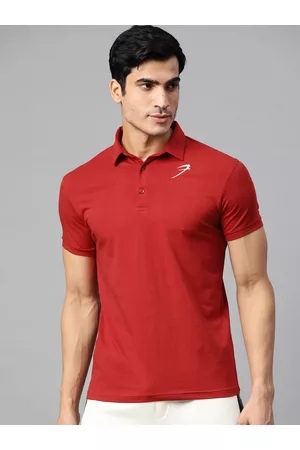 FUAARK Men Maroon Polo Collar Slim Fit Training or Gym T-shirt