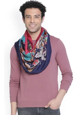 SHINGORA Men Blue Woven Design Winter Mufflers