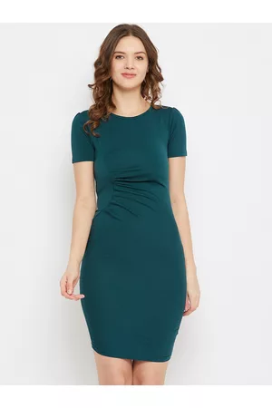 U&F Women Green Solid Bodycon Dress