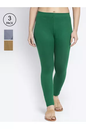 GRACIT Women Pack Of 3 Solid Ankle-Length Super Combed Cotton Lycra Leggings