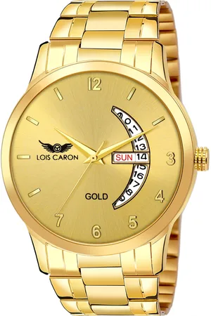 LOIS CARON Men Gold-Toned Dial & Bracelet Style Straps Analogue Watch MLC-8483
