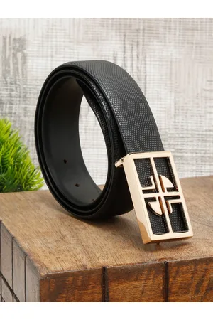 LOUIS STITCH Men Black Leather Formal Belt