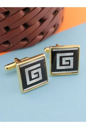 Kavove Black & Silver-Toned Cufflink