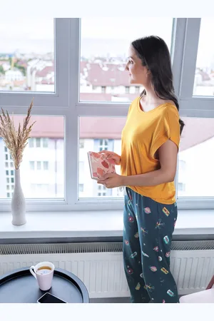 MANGO Women Mustard Yellow Extended Sleeves Pure Cotton T-shirt