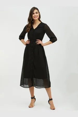 Harpa Women Black Solid A-Line Dress