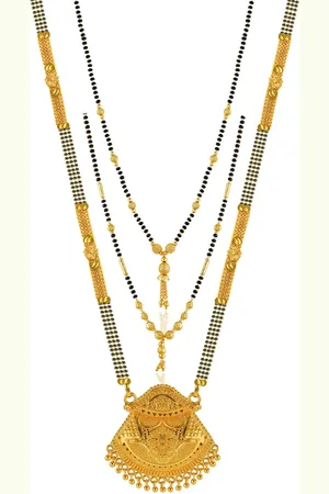 Brandsoon Set of 3 Gold-Plated Black Beaded Mangalsutras