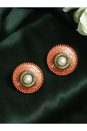 Priyaasi Red Contemporary Studs Earrings