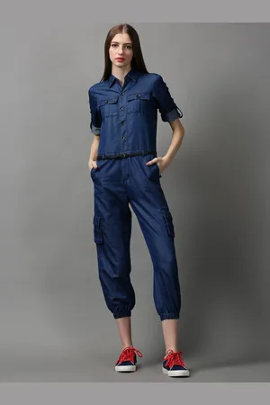 SHOWOFF Women Navy Blue Basic Jumpsuit