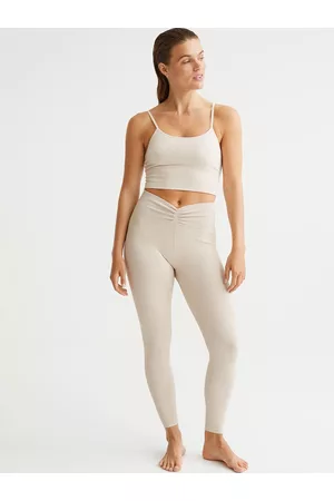 H&M Women Beige Seamless Rapid-Dry Sports Tights