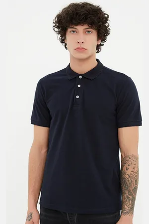 Trendyol Men Navy Blue Polo Collar T-shirt