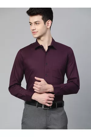 DENNISON Men Purple Smart Slim Fit Solid Twill Formal Shirt