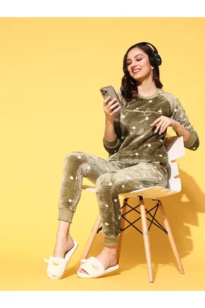 Sweet Dreams Women Green Printed Tracksuit