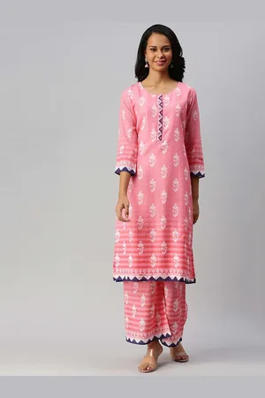 Soch Women Pink Embroidered Kurti with Sharara