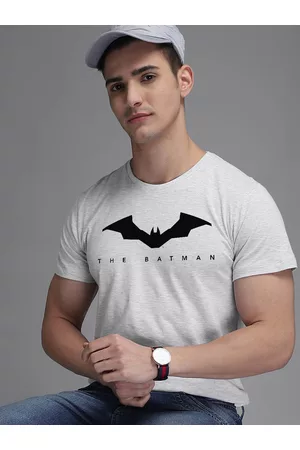 Free Authority Men Grey Batman Printed Regular Fit T-shirt