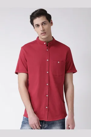 Club York Men Red Solid Cotton Regular Fit Casual Shirt
