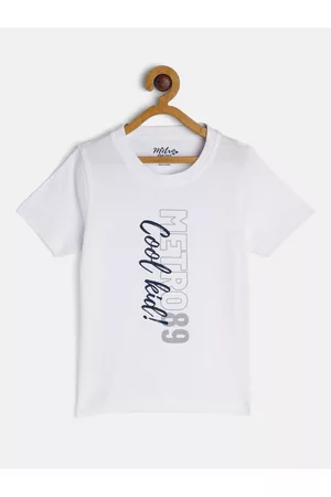 METRO KIDS COMPANY Boys White Typography Printed T-shirt