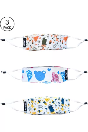 Ariana Kids Pack Of 3 Printed 7-Ply 5 Layer SSMMS Filter Reusable Pure Cotton Protective Outdoor Masks