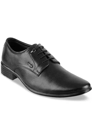 Metro Men Black Leather Formal Derbys