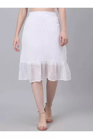 NEUDIS Women White Self-Design A-Line Skirt