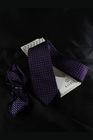 KOVOVE Men Purple Woven Design Accessory Gift Set