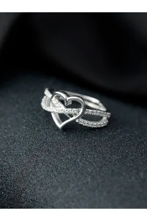 Priyaasi Silver-Plated White 92.5 Sterling Silver AD Stone Studded Finger Ring
