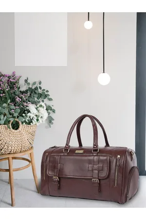 FUR JADEN Brown Solid Leather Duffel Bag