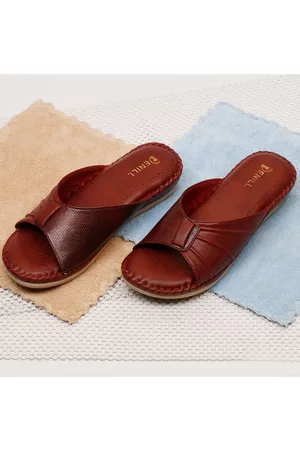 Denill Women Maroon Open Toe Flats
