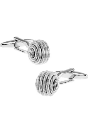 The Tie Hub Men Silver-Toned Quirky Metallic Swirl Ball Cufflinks
