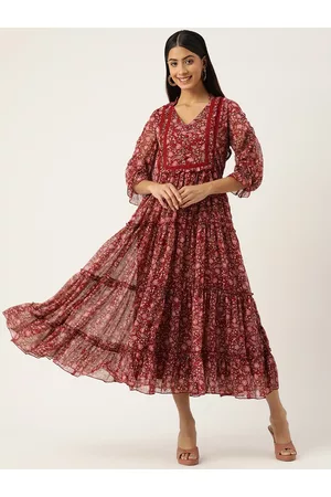 Antheaa Woman Floral Laced Tiered Dress