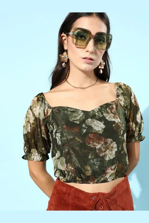 Sassafras Women Gorgeous Green Floral Top