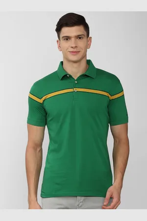 Peter England Men Green Polo Collar Slim Fit Pure Cotton T-shirt